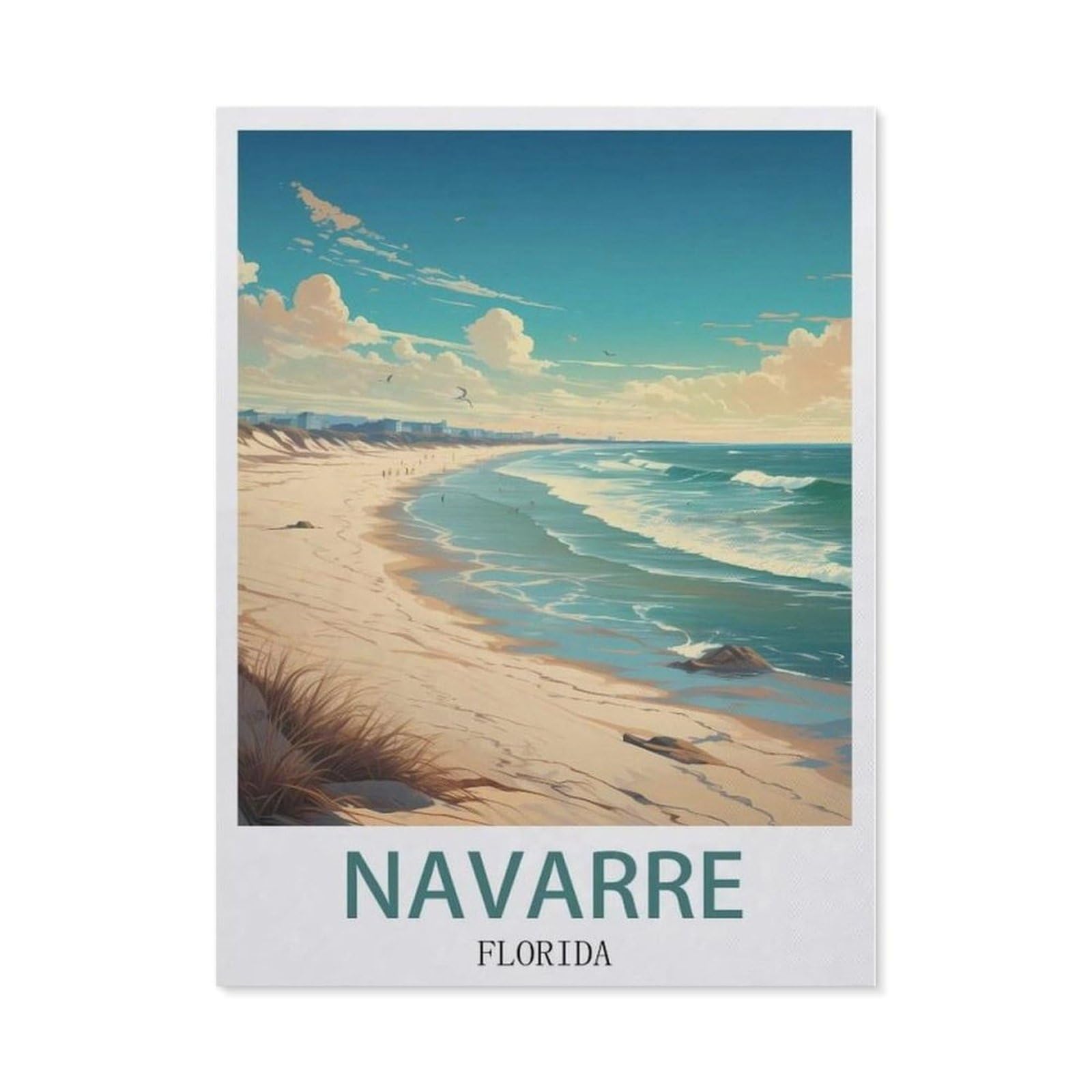 Beayodkp （30 X 40 Cm/11.81 X 15.74 Inches） 5D Diamond Painting，Navarre Florida Vintage Travel Poster，Diamond Embroidery Cross Stitch-Cf99