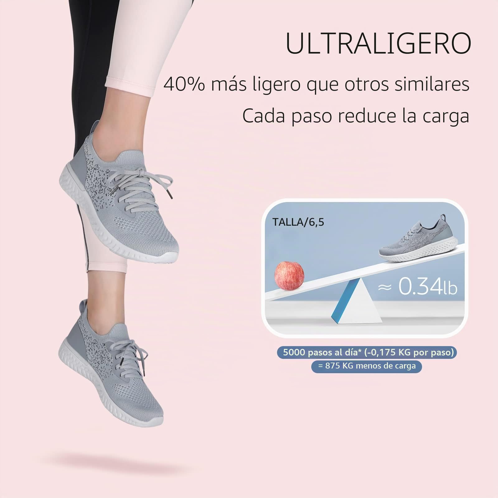 HKR Zapatillas Deportivas Mujer Cómodo Zapatos Ligero Slip-on Malla Casual Tenis Transpirable para Andar Correr Caminar