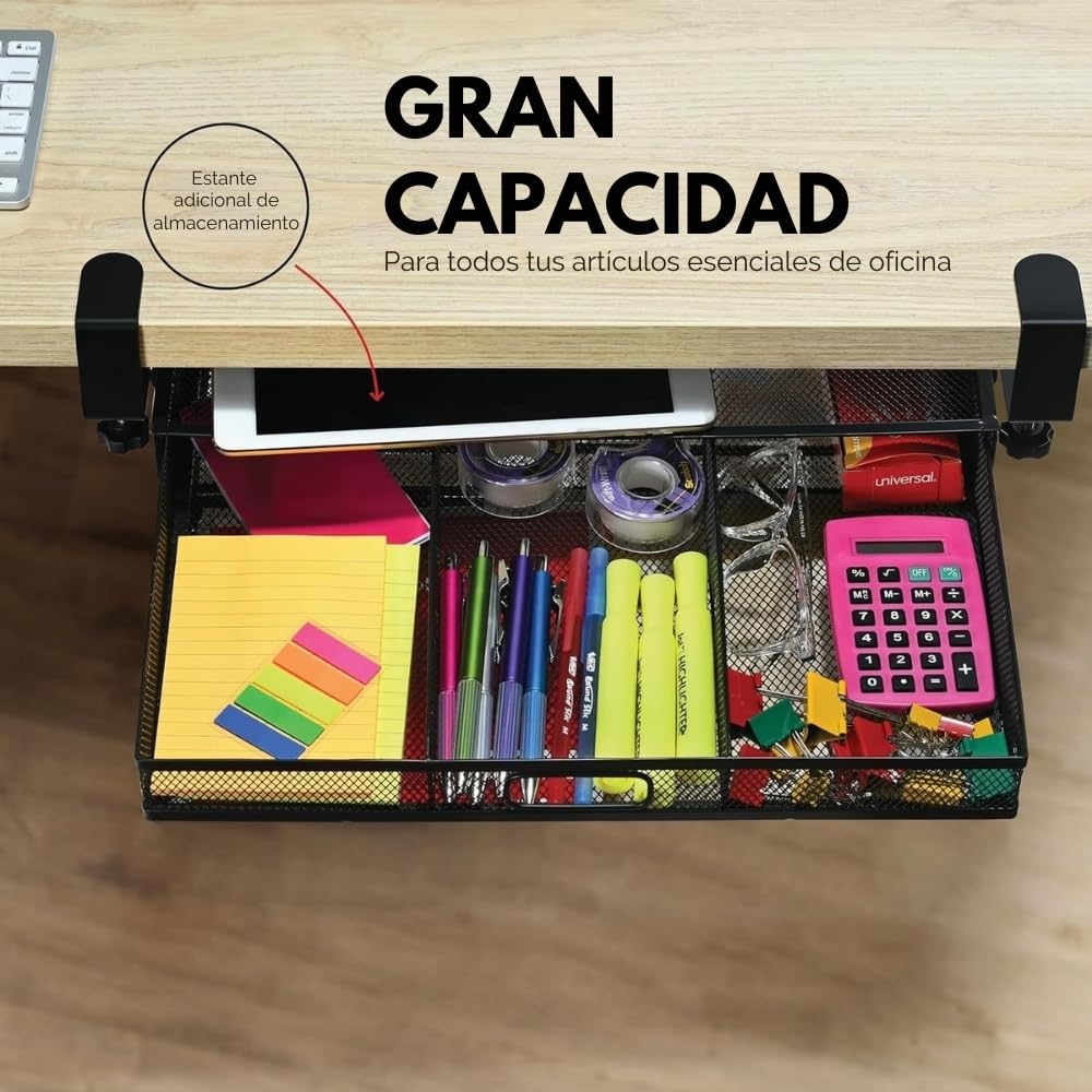 Homeify HF-4546-PER organizer do szuflad pod biurkiem, organizer na biurko lub pod biurkiem, organizer na materiały biurowe i niezbędne artykuły domowe, HF-4546-PER