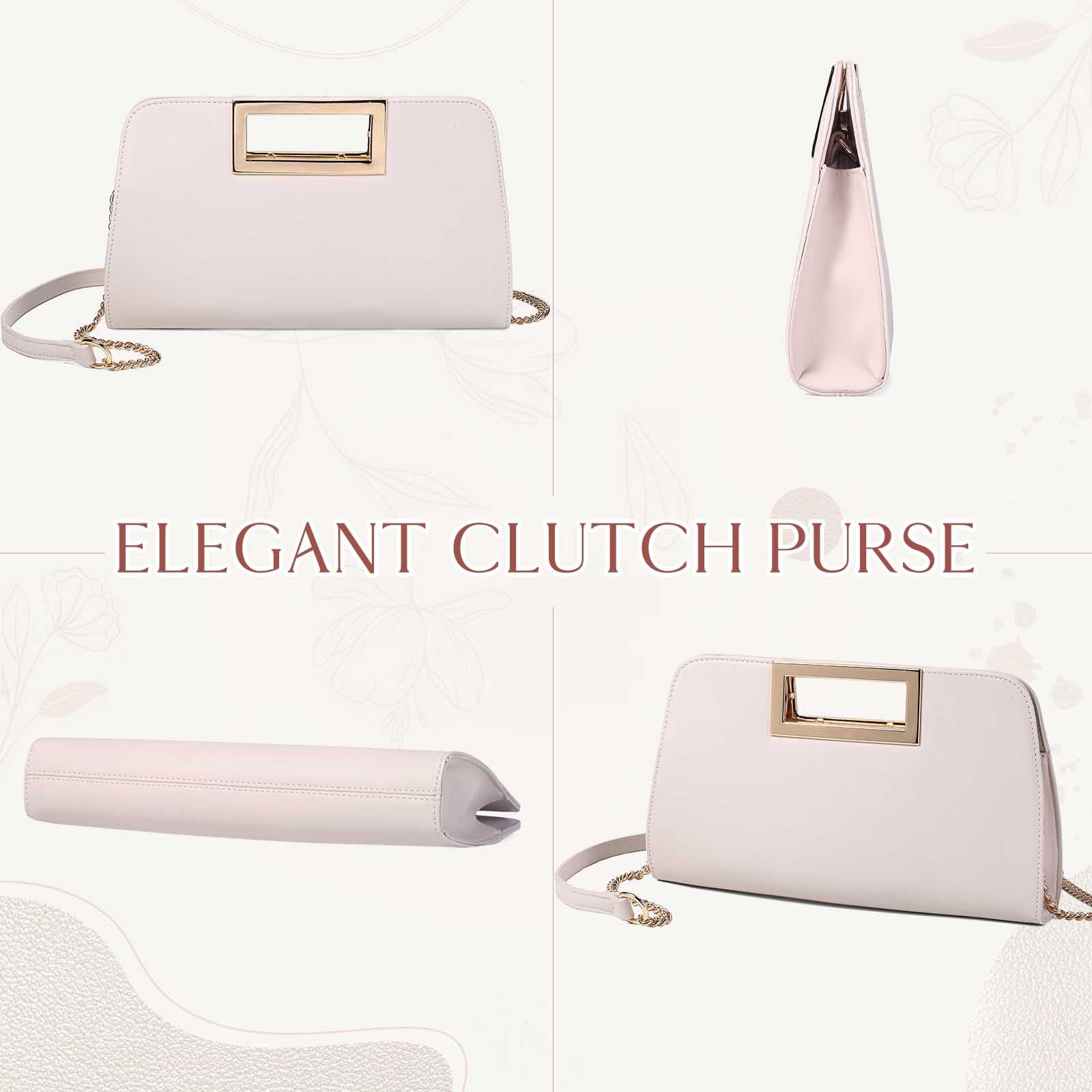 VASCHY Pochettes et Clutches Femme, Élégant Sac a Main Femme Bandoulière à Poignée Découpée en Cuir PU avec Chaîne pour Mariage Soirée Parti
