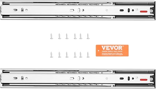 Miniatura 11 de VEVOR 6 pares de rieles de montaje lateral para cajones de 20 pulgadas, riel de acero de extensión completa resistente, guía sin ruido de cierre