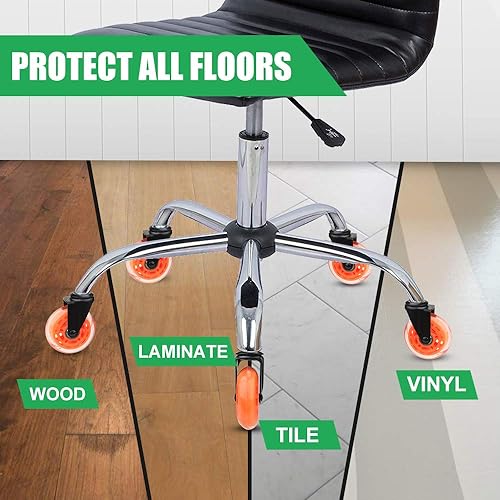Miniatura 2 de Juego de 5 ruedas para silla de oficina de 3.0in de alta resistencia, ruedas de repuesto con ajuste universal, seguras para suelos de madera,