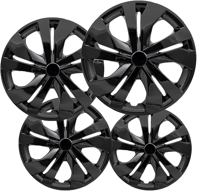 OxGord Hubcaps Wheel Covers - (Set of 4) Hub Caps Wheels Rim Cover - Car Accessories Hubcap Standard Steel Rims - Snap On Auto Tire Replacement Exterior Cap (Ice Black, 15 Inch)