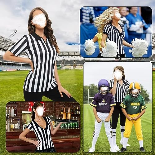 Yuehuamech Offizielles Umpire-Trikot für Herren, Schiedsrichter-Shirt, Schwarz und Weiß, gestreift, mit Reißverschluss, umgeschlagener Kragen, Schiedsrichtershirt für Basketball, Fußball