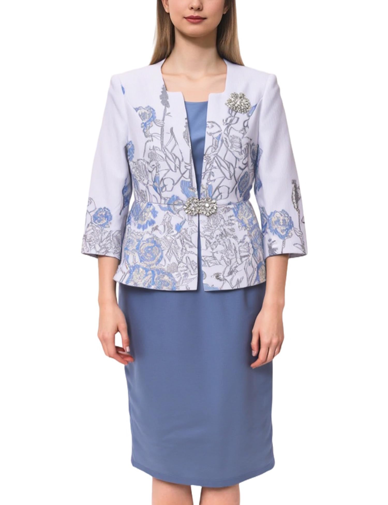 2 Piece Church Dresses for Women Plus Size Elegance Church Outfits Jacquard Embroidery Mother of The Bride Formal
