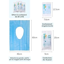 Disposable Toilet Seat Covers - 30 Counts Waterproof Individually Wrapped Portable Travel Toilet Seat Covers for Adults Kids Toddler Potty Training Public Toilet, Lengthened Size 16x24 Inch, 3 Packs