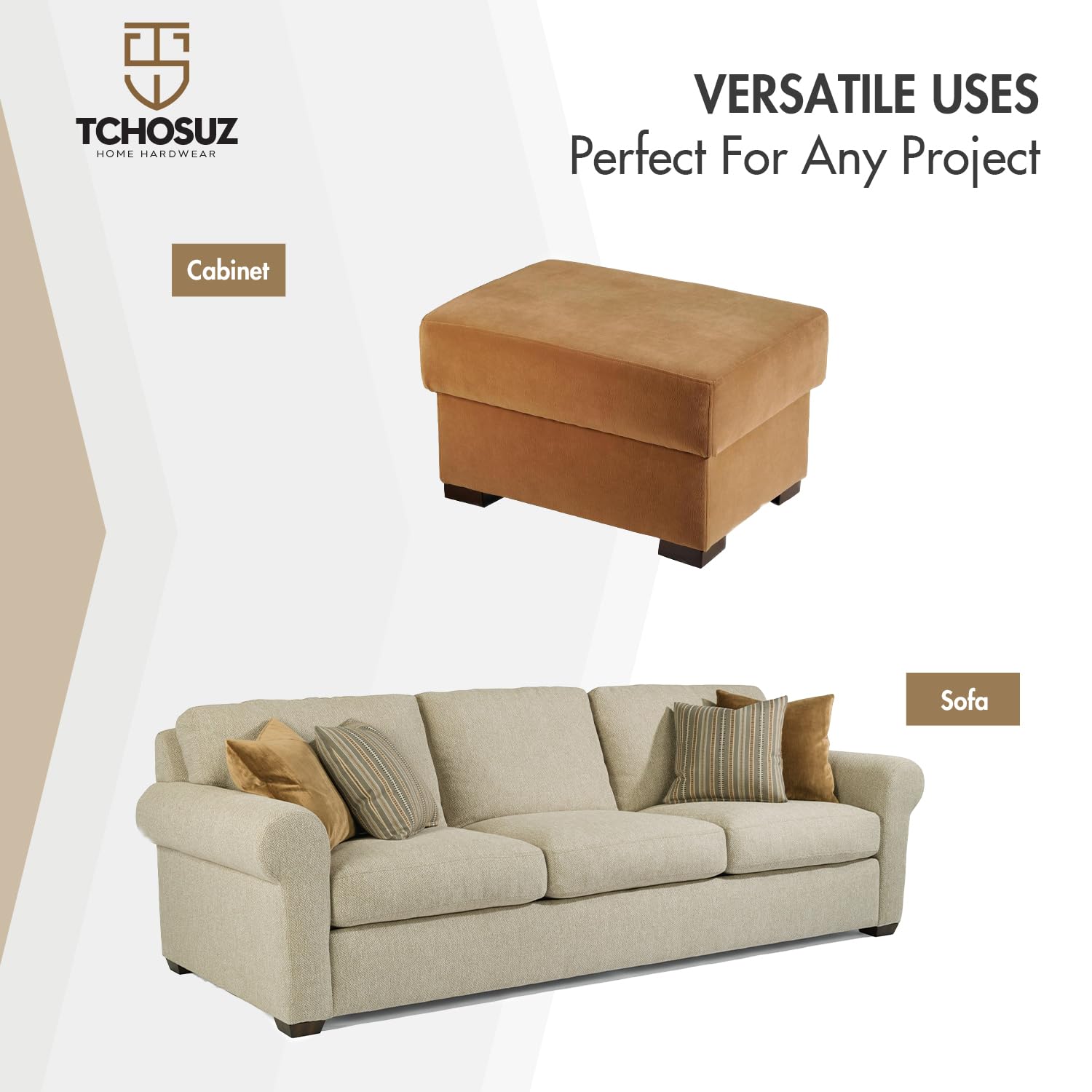 2 Inch Solid Wood Furniture Legs, 4 Pack Walnut Block Corner Legs, I-Shaped Sofa Feet & Bed Risers for Couch Bed Frame - Image 2