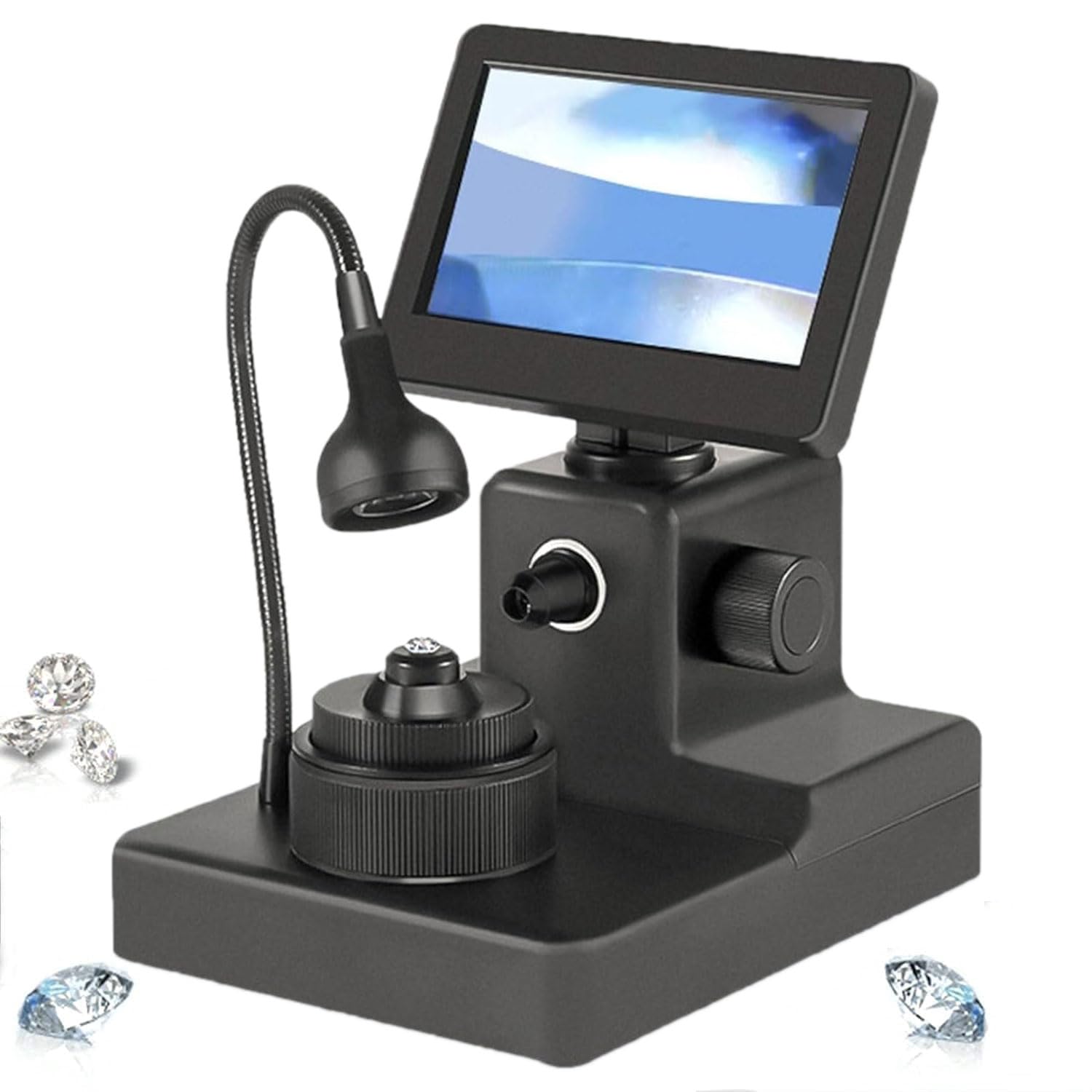 Mikroskop 50x-1000x, 4,3" Diamentowa wizjer pasa z oświetleniem LED, regulowany zestaw mikroskopu do biżuterii, precyzyjna identyfikacja, do diamentów, biżuterii