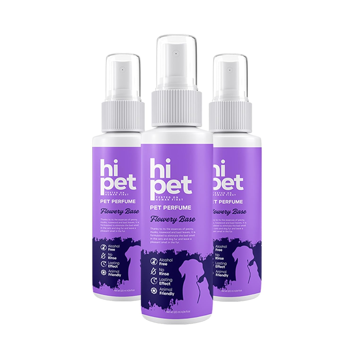 Hi Pet Flowery Base Pet Perfume, Cat & Dog Perfume Spray Long Lasting, Cat and Dog Cologne to Soften, Shine, Refresh the Coat, 4.06 Fl Oz (Pack of 3)