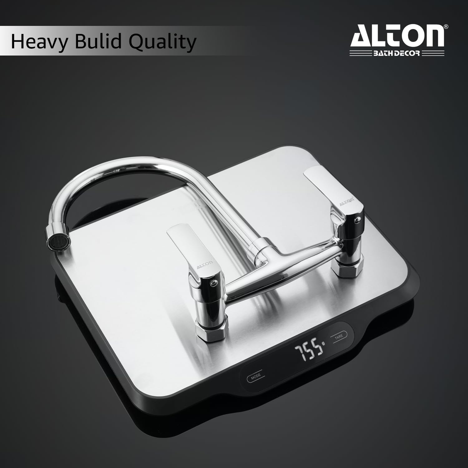 ALTON FAM3370 Brass Sink Mixer with Swinging Spout, Silver, Chrome Finish 4