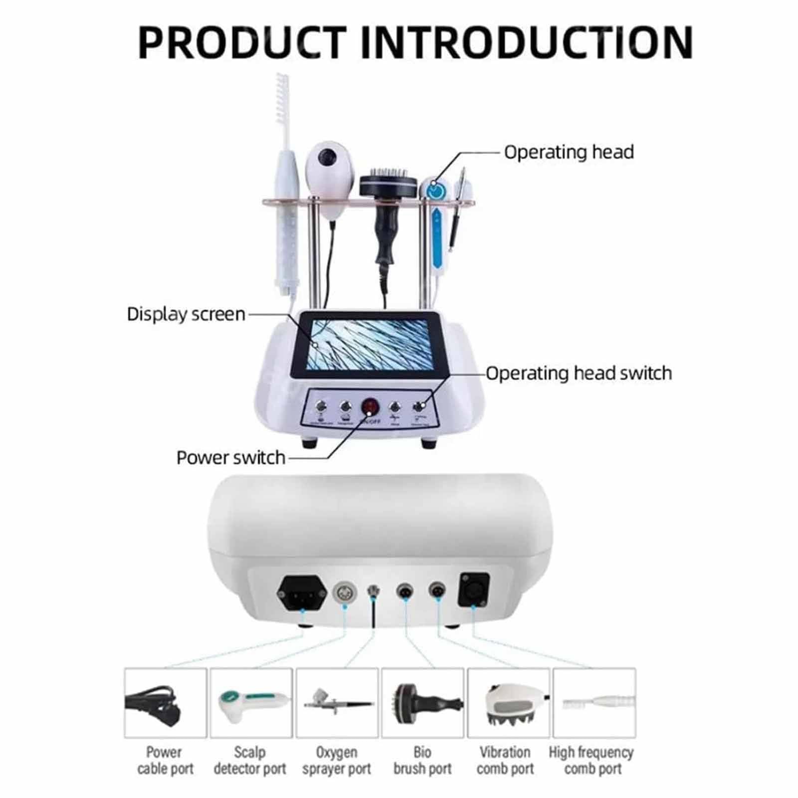 5-in-1-Haarfollikel-Analysegerät, 8 Zoll HD LCD Bildschirm Mikroskop Tester 5 Diagnose-Haarwerkzeuge, Mit Massagefunktion, Für Kopfprobleme Wie Fettiges Haar, Juckende Kopfhaut