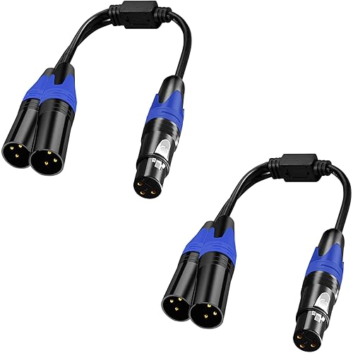 Seefeful 2Pack XLR Splitter Cable, 1 XLR Female to 2 XLR Male Patch Y Cable Balanced Microphone Splitter Cord Audio Adaptor (11.8 Inches)
