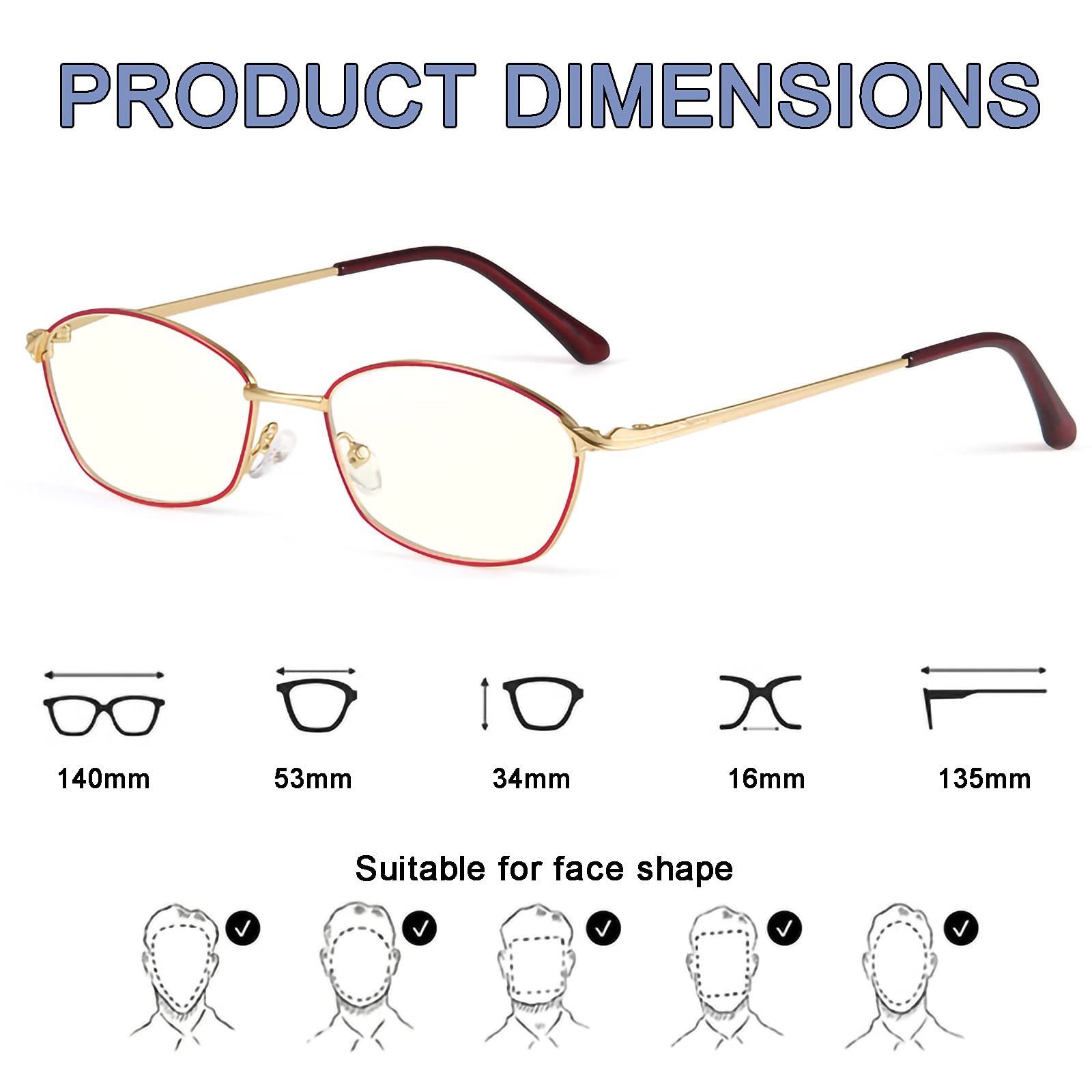 Lesebrille für Damen mit Anti-Blaulicht-Schutz, Computer-Vollrahmen, leichte Gaming-Lesebrille mit Blaulicht-Blockierung, Anti-Ermüdungs-Schutz, Gold, +2,50 (Gold 1)