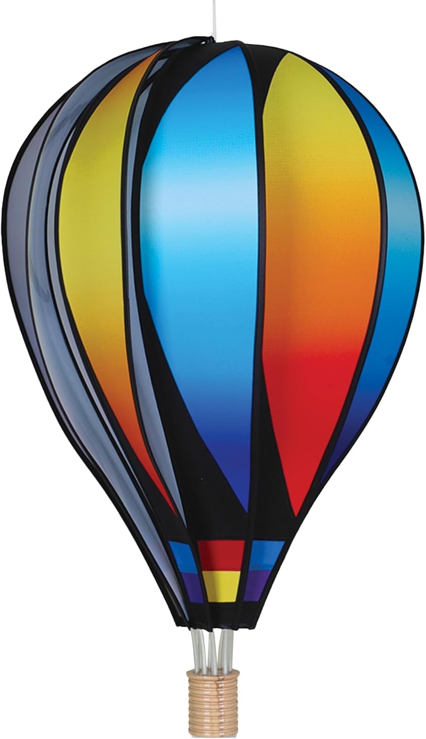 Hot Air Balloon Hanging Garden Spinner 26" - Vibrant Sunset Gradient Design, Weather-Resistant Outdoor Decor, Durable & Lightweight for Patios, Yards, and Gardens - Eye-Catching Wind Spinner
