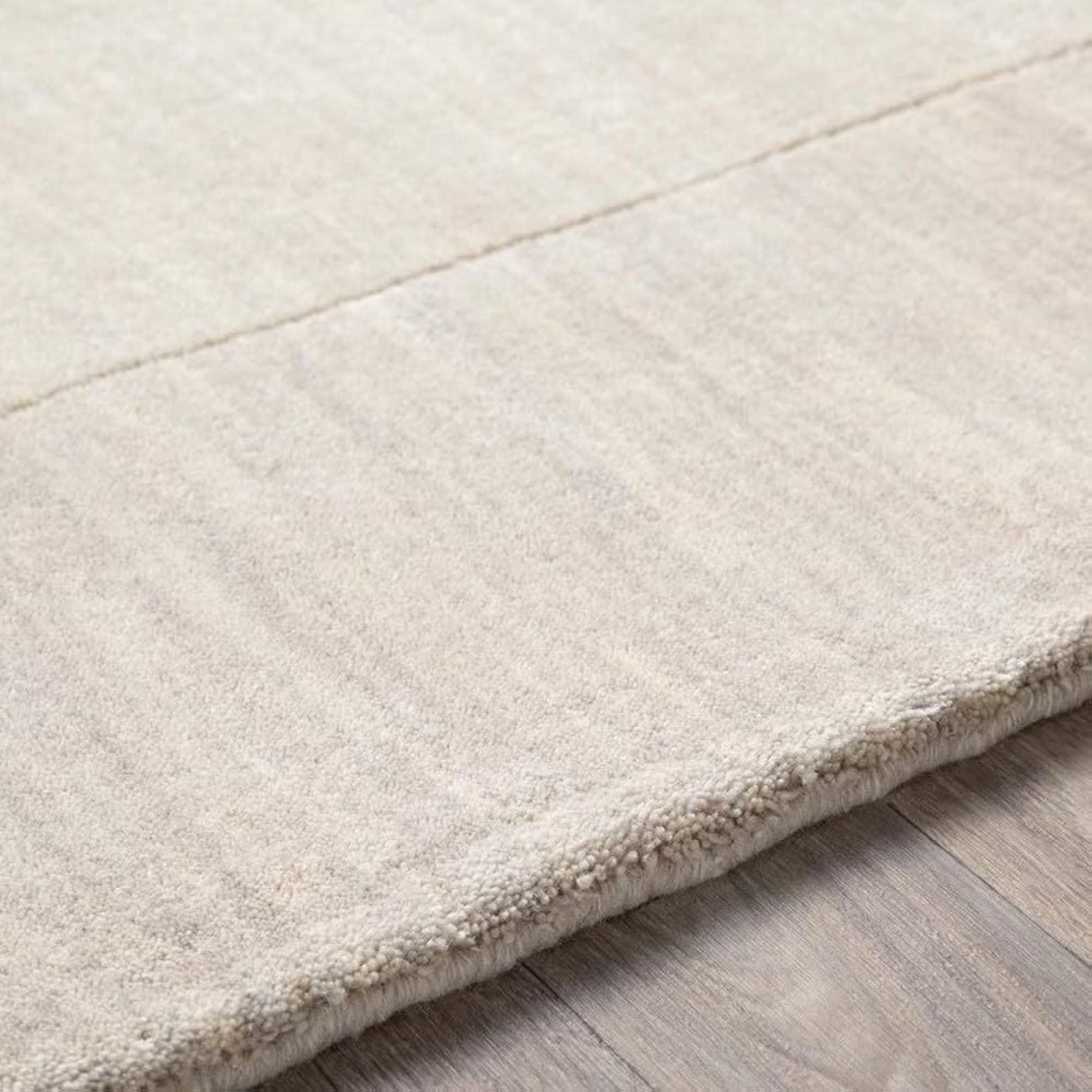 Hand Tufted Rectangular Cream Colour Floor Mats