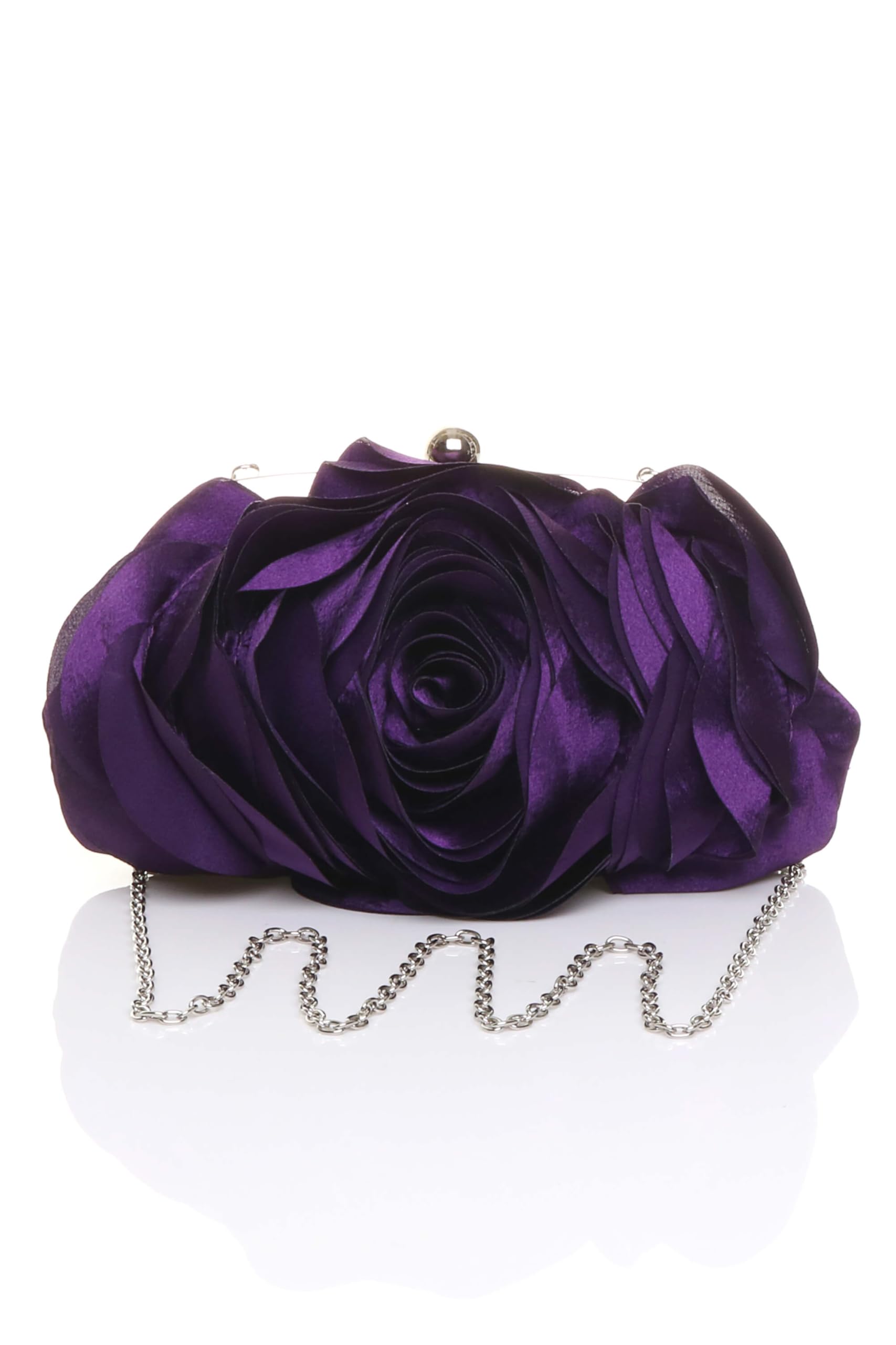 Ajvani Women's Purple Evening Shoulder Satin Wedding Prom Party Clutch Bag In