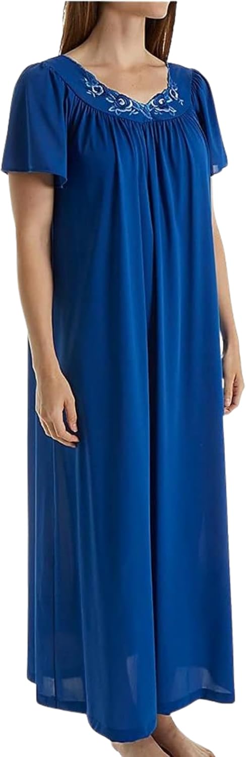 Shadowline Women's Petals 53 Inch Short Flutter Sleeve Long Gown