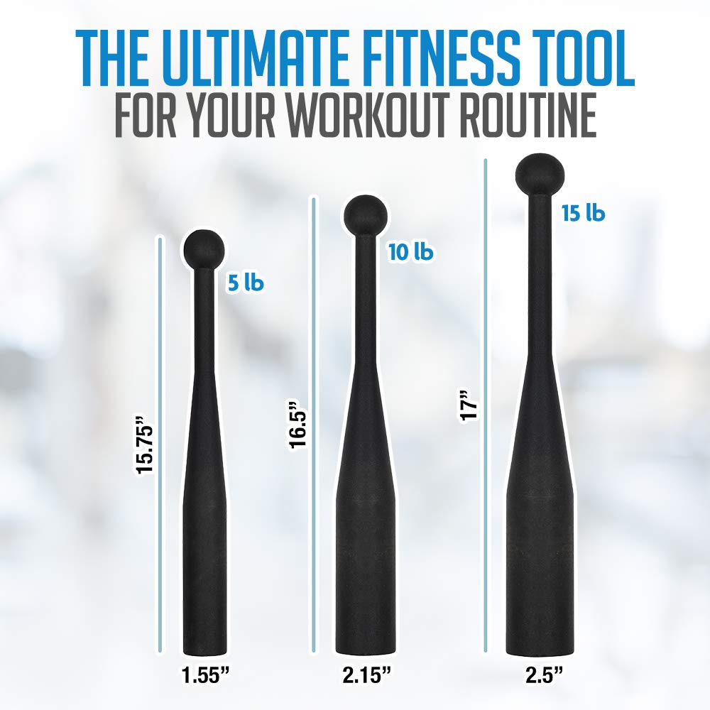 Logest Steel Mace Exercise Club - Heavy Duty Steel Indian Clubs Perfect for Strength Training and Rehabilitation Improves Grip and Full Body Workouts Available in 5 10 15 Pounds Heavy Steel Club