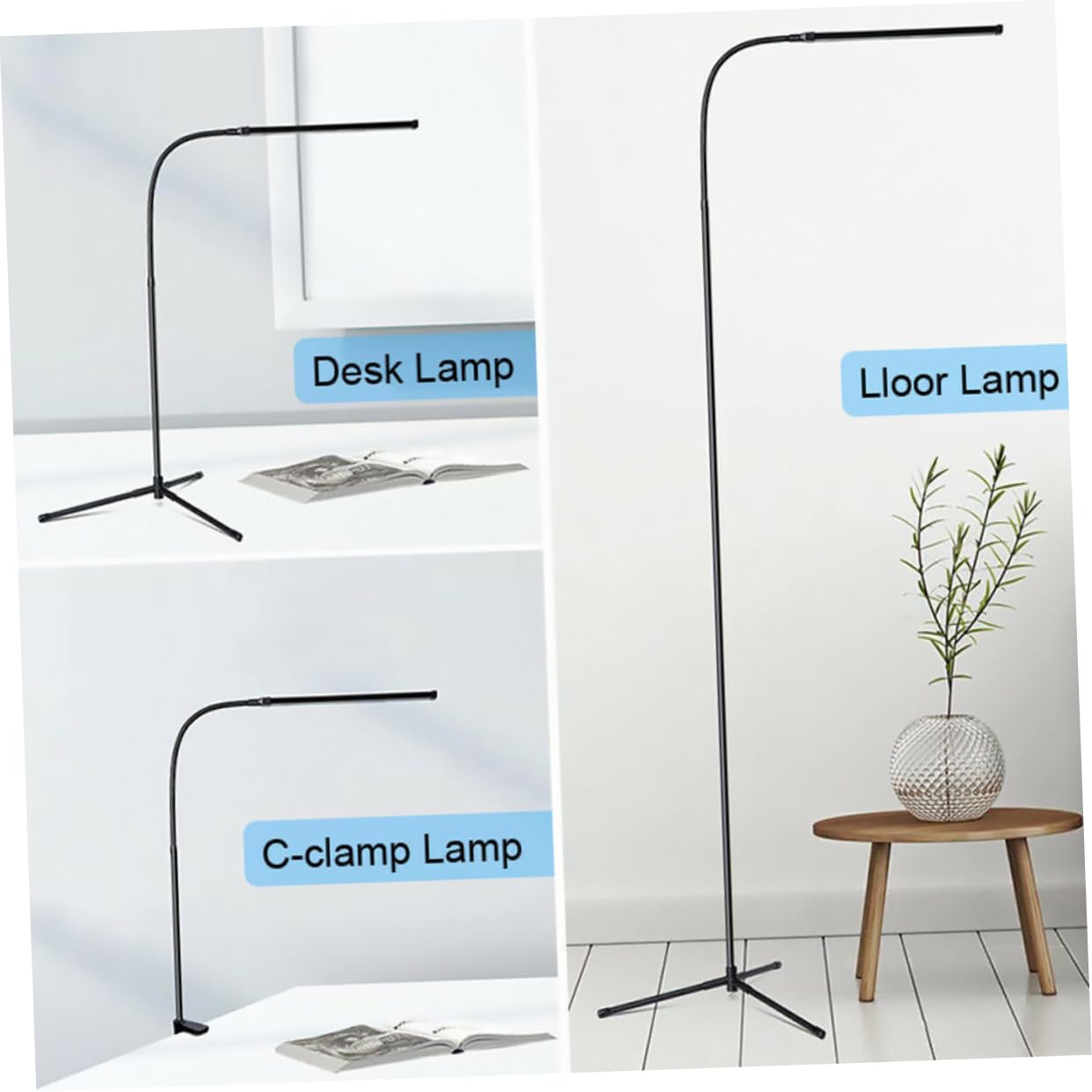 Tofficu Lampada da Lettura LED con Clip, Collo D’oca Flessibile, Dimmerabile, senza Sfarfallio, Luce Antiriflesso, in Alluminio e Ferro, Nero
