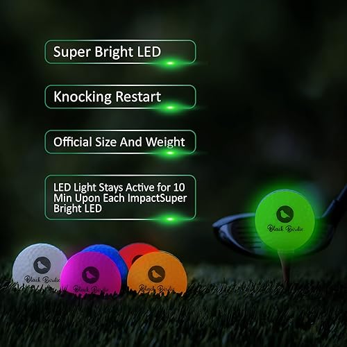 Miniatura 2 de Blach Birdie Pelotas de golf nocturnas que brillan en la oscuridad se iluminan 10 minutos intermitentes en seis colores para hombres y mujeres,