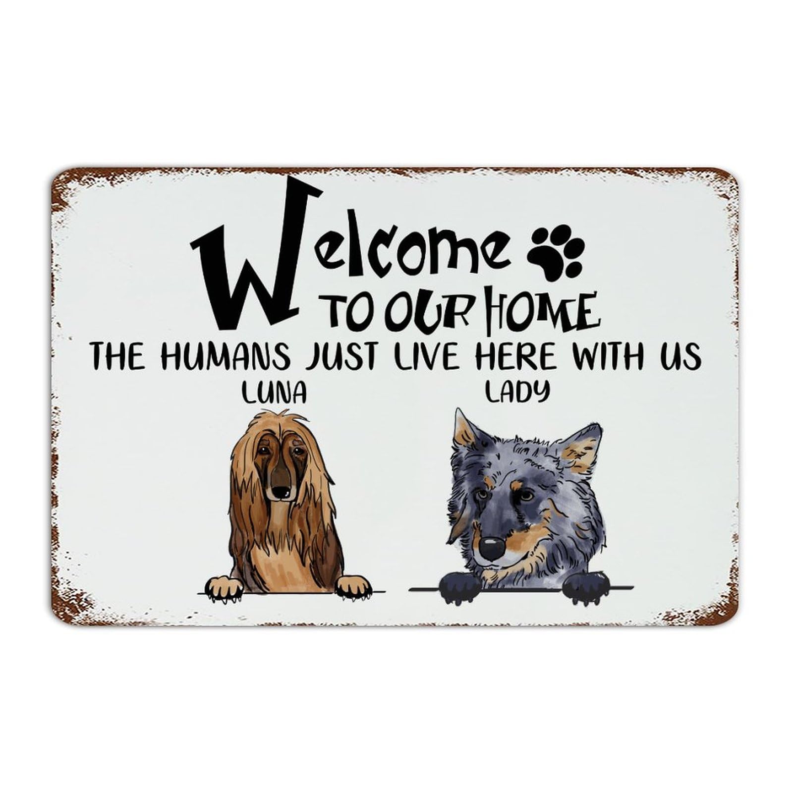 Poster en métal Welcome to Our Home et plaque de décoration murale pour animaux