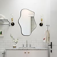 Vista 8 de Espejo de pared irregular, espejos asimétricos de 21 x 14 pulgadas, espejo moderno sin marco para pared, espejos de forma única para sala de estar