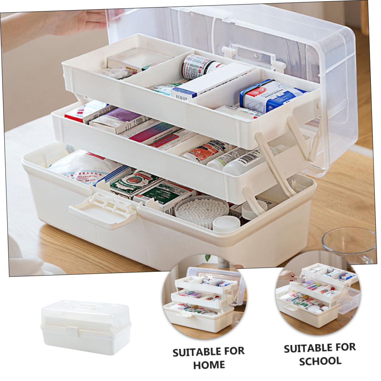 1pieza Botiquín De Primeros Auxilios Portátil Organizador De Medicinas Caja De Almacenamiento Multifuncional para Hogar Maletín Médico De Asa para Emergencias y Organización