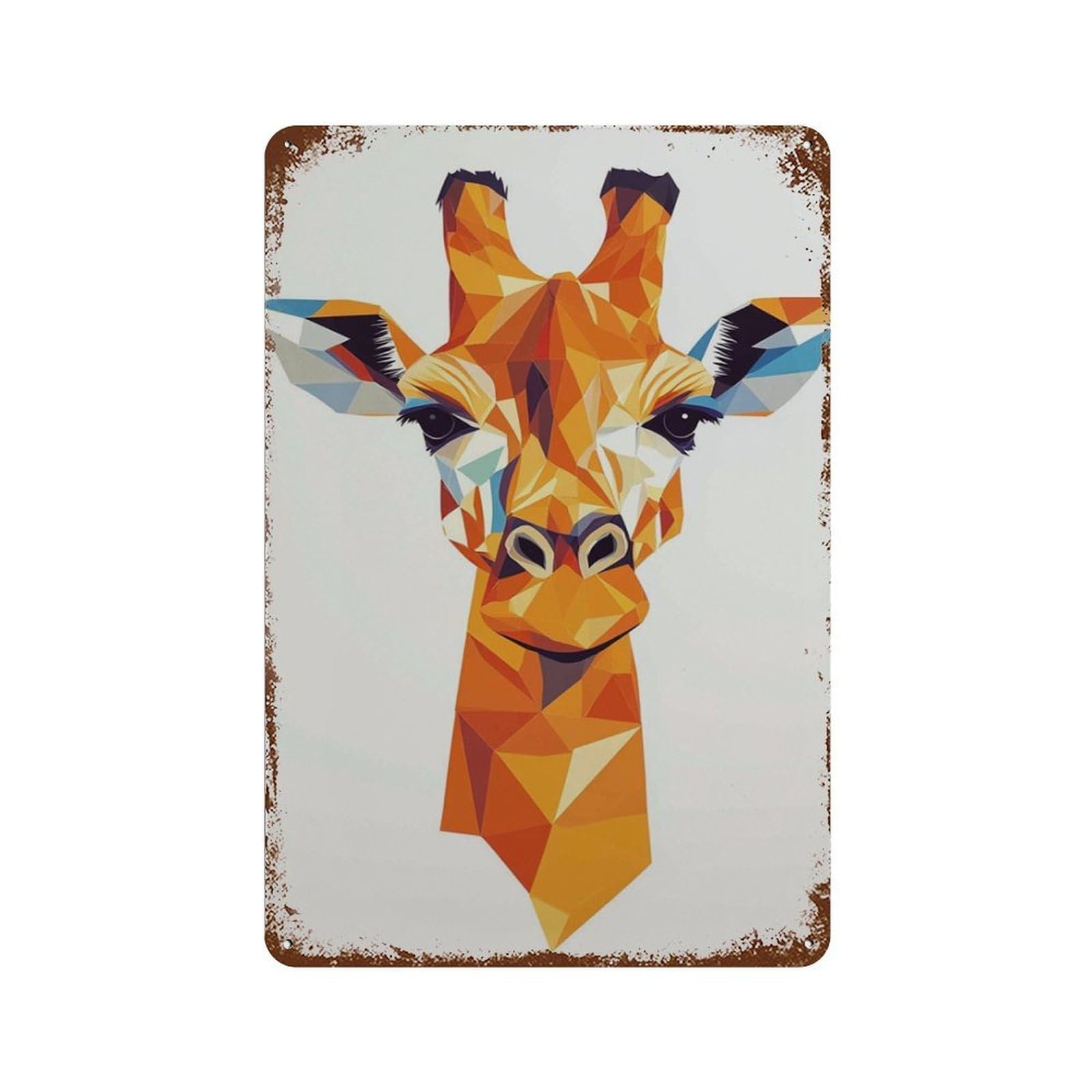 xiaoxiaoshen Geometric Giraffe Modern Animal Colorful Polygon Wildlife Wall Decor Art Metal Tin Poster Modern Home Decor Art Home Bar Shop Decorations Vintage Sign 30x20cm