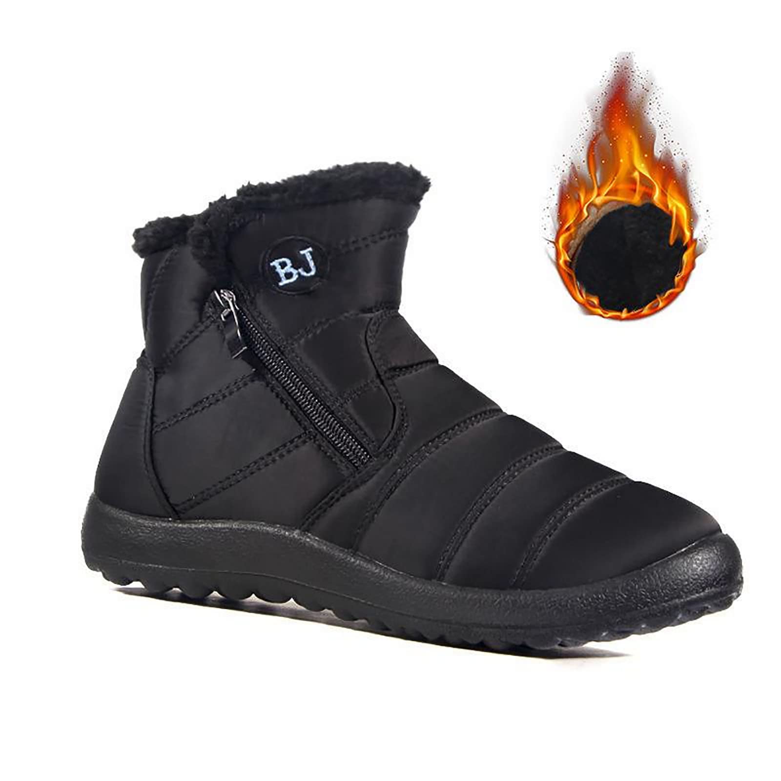 Boojoy Bottes d'hiver chaudes à enfiler pour homme et femme (43, Noir-a)