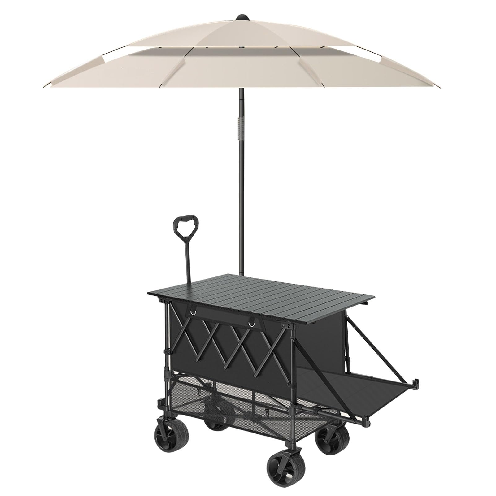 TRAGLO Outdoor Vendor Cart with Canopy, Foldable Farmers Market Cart(Black,33.8in)
