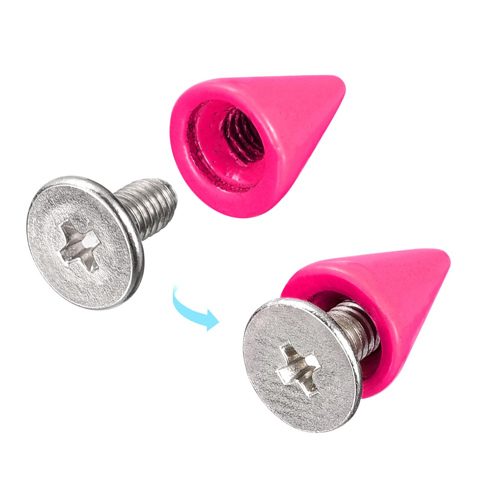 Uxcell 100 Sets Cone Spike Studs - 7x10mm, Red, Screw Back Rivets For Clothing, Belts, Bags DIY
