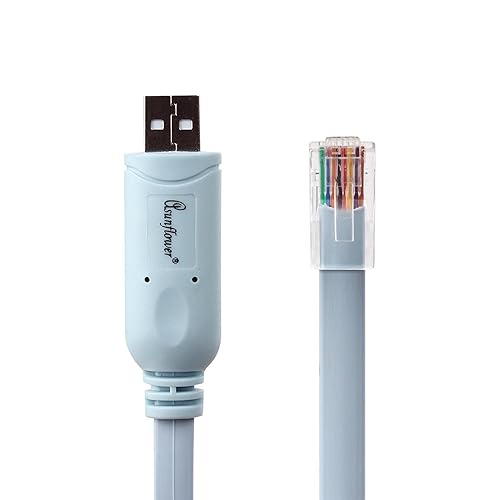 Miniatura 4 de asunflower Cable de consola USB de 6 pies, paquete de 3, cables de consola FTDI USB a RJ45, cable de consola RS232 - 8P8C