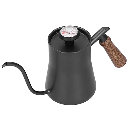 Hand Drip Coffee Pot, Coffee Kettle, Stainless Steel Durable Anti - ?scalding Wooden Handle 650ml for Home Pour Coffee Coffee Shop Make Coffee(650ml Black, Blue)