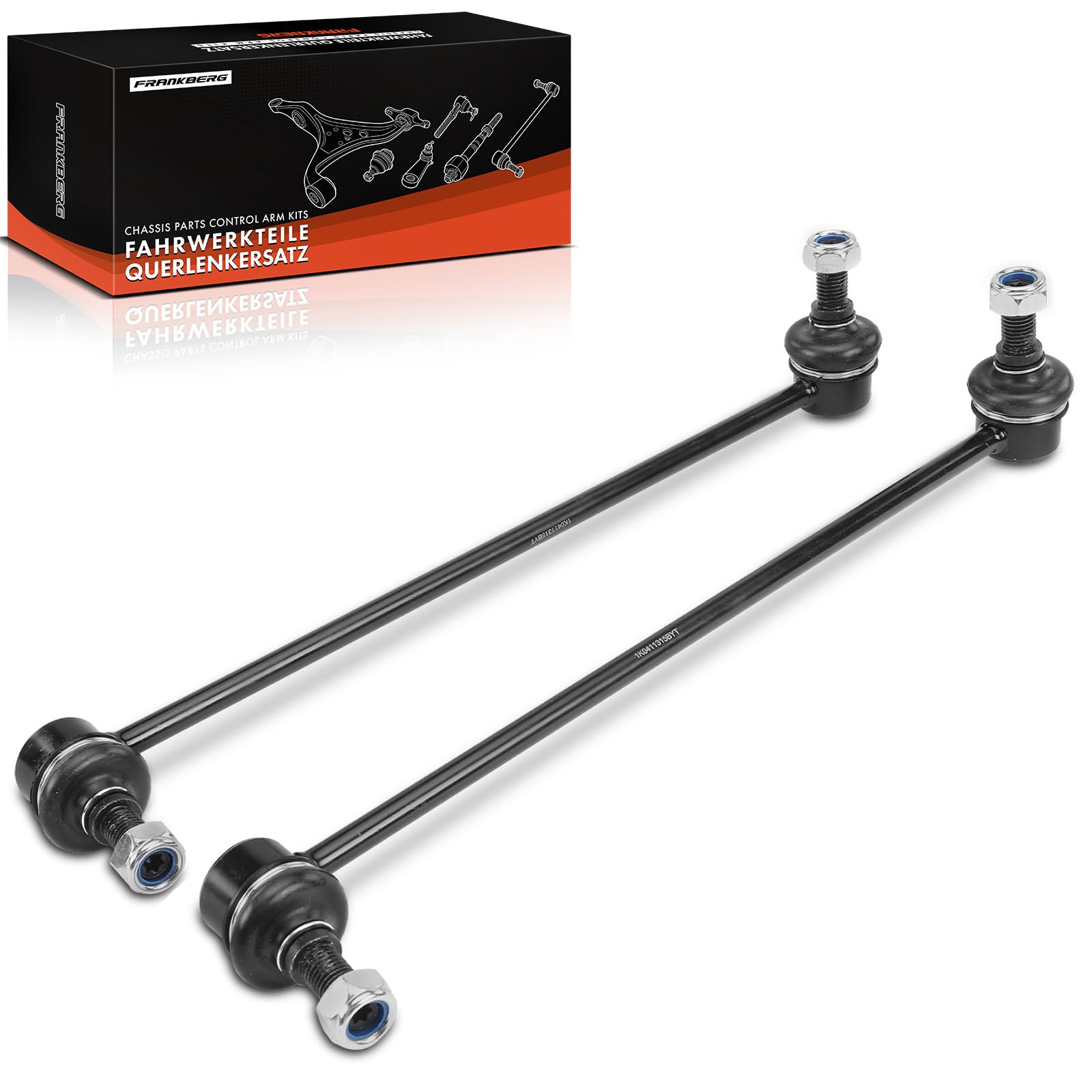 Frankberg 2x Koppelstange Stabilisator mit Sicherungsmuttern Vorne Kompatibel mit Golf P.a.s.s.a.t O.c.t.a.v.i.a S.h.a.r.a.n T.i.g.u.a.n J.e.t.t.a A3 Yeti E.o.s Caddy