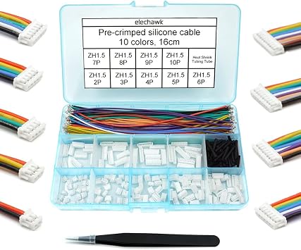 ZH 1.5 MM موصلات و 28 AWG قبل مجعد سيليكون كابلات كيت متوافق مع JST ZH 1.5 موصل 2/3/4/5/6/7/8/9/10 دبوس الإسكان محول كابل مع طول 160 mm 6.3 بوصة سلك