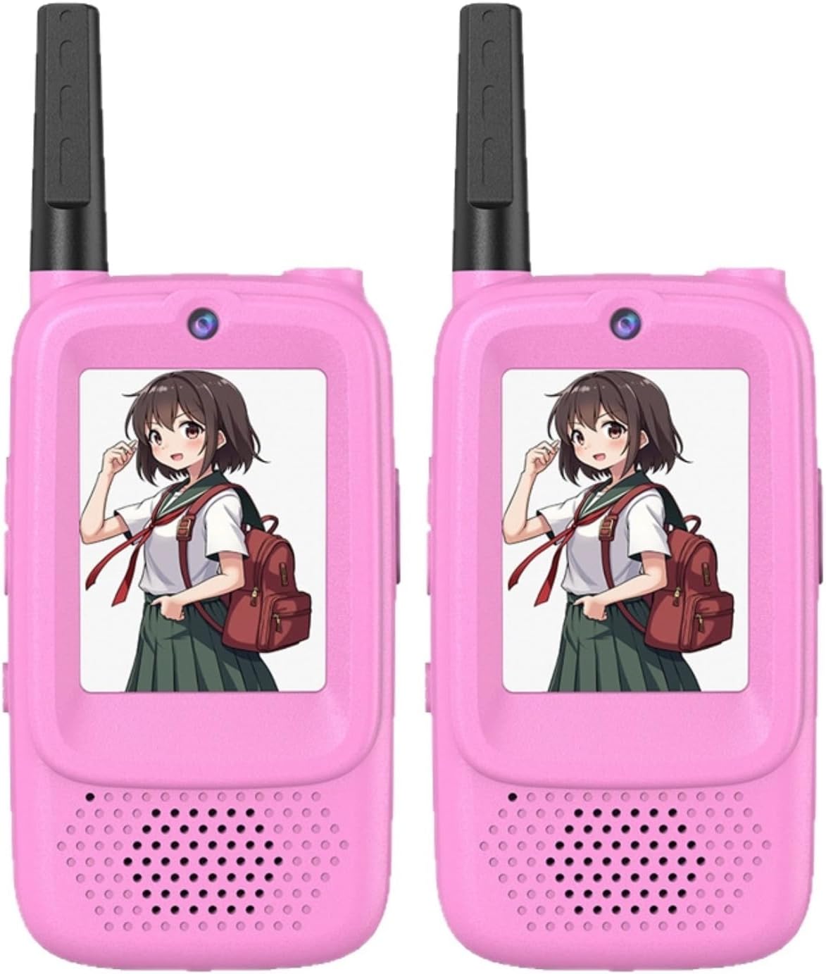 Diyeeni Video Walkie Talkie Toys, 2 Pack Two Way Radios for Kids with Lanyard, 1640.4ft Long Range, 2.0 Inch Screen, Christmas Birthday Gifts for Indoor Outdoor, Pink + Pink