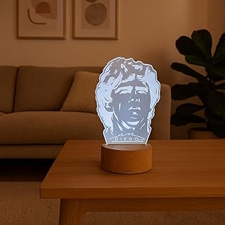 Generico Lampada in Plexiglass con Base Nera El Diez La Mano di Dio El Pibe de Oro Decor Night Light LED Luce Camera 7 Colori