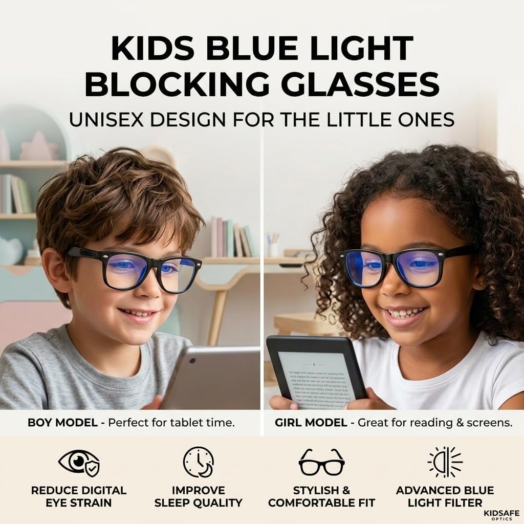 Kids Blue Light Blocking Glasses Rectangle Digital Boys Girl Age for 5-12 image 5