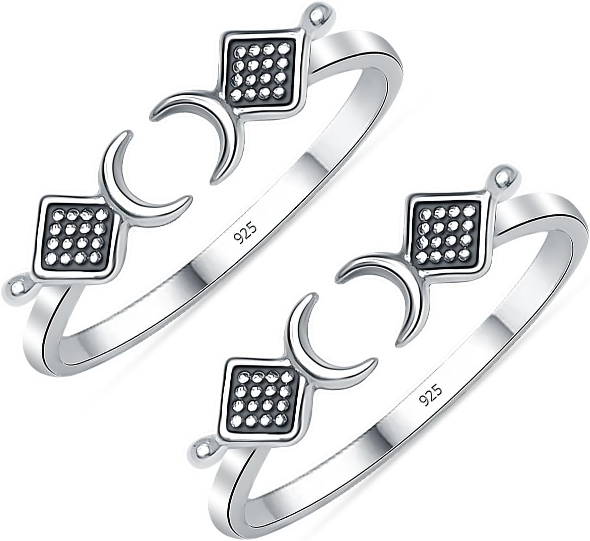 LeCalla 925 Sterling Silver Toe Ring for Women | Minimalistic Adjustable Pair of Toe-Rings | Mid Finger Bichhiya | Indian Toe Rings | Summer Beach Bare Foot Foot Jewelry