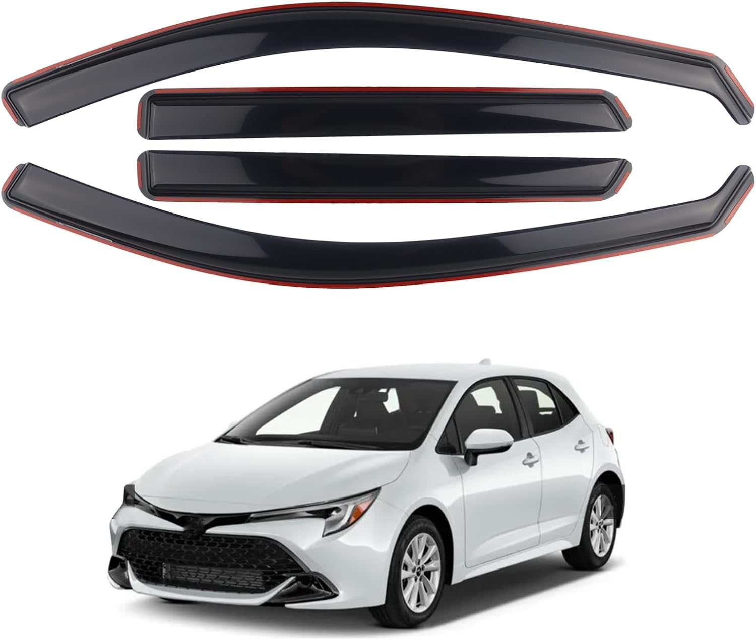 4 Pieces in-Channel Extra Durable Rain Guards Fit for 2019-2025 Toyota Corolla 5dr Hatchback 2023-2025 Toyota GR Corolla Hatchback,Window Deflectors,Window Visors (Smoke Black)