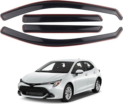 4 Pieces in-Channel Extra Durable Rain Guards Fit for 2019-2025 Toyota Corolla 5dr Hatchback 2023-2025 Toyota GR Corolla Hatchback,Window Deflectors,Window Visors Smoke Black