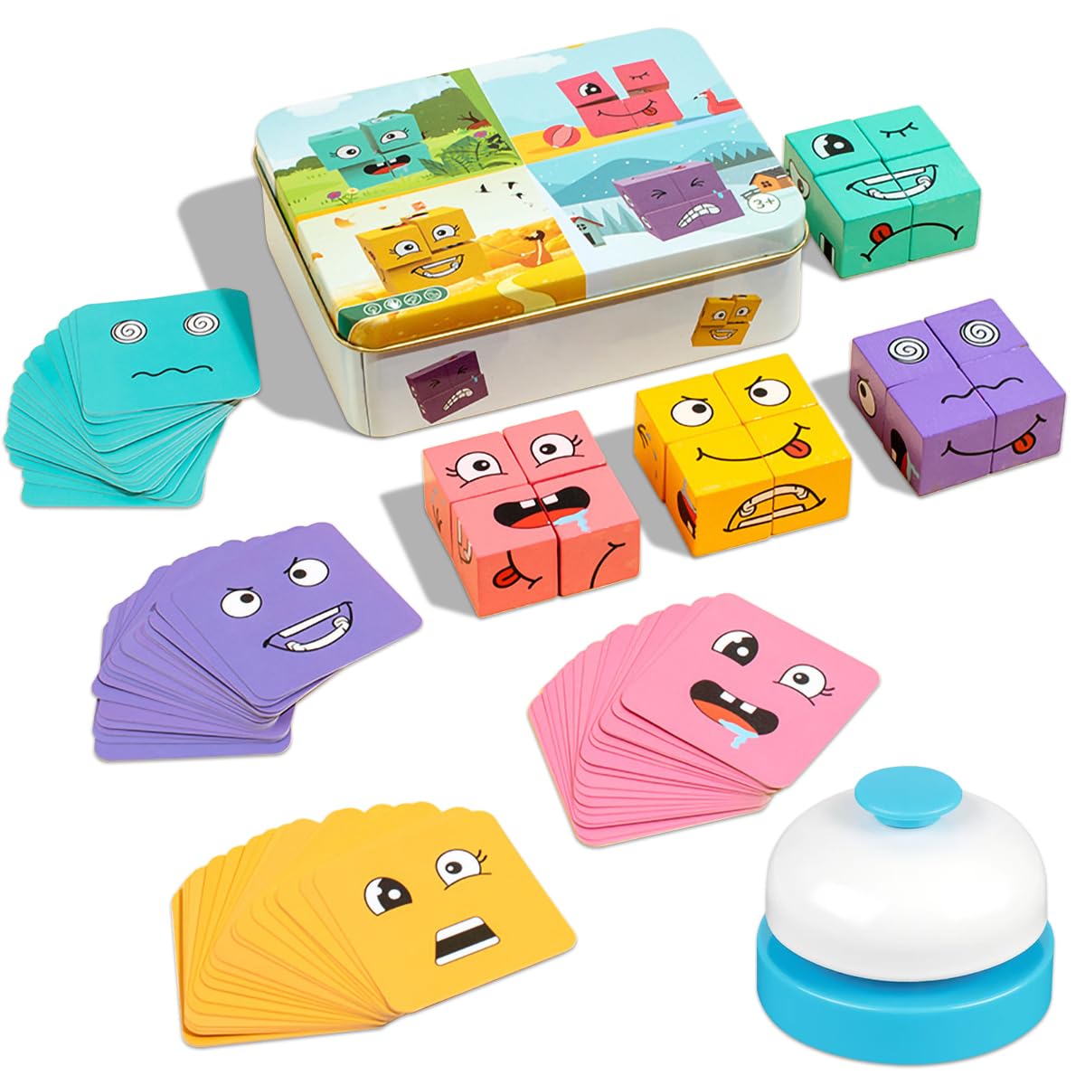 TZQFROCE Face Changing Magic Cube Montessori puzzle giocattolo con campana per bambini 3D Puzzle Face Changing Magic Cube Set per 3-12 bambini regalo per ragazzi e ragazze