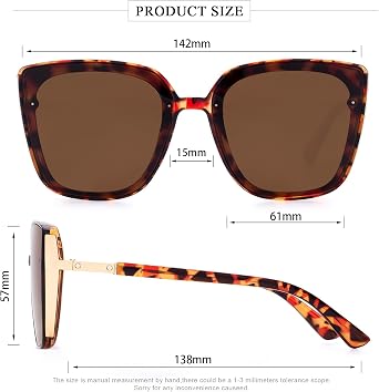 COLOSSEIN Beach Sunglasses for Women and Men Trendy Oversized Sunglasses Classic Square Sunglasses