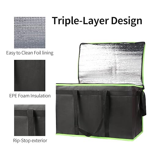 Miniatura 5 de Bodaon Paquete de 3 bolsas aisladas para entrega de alimentos, bolsa aislante de alimentos para alimentos calientesfríos, bolsas térmicas