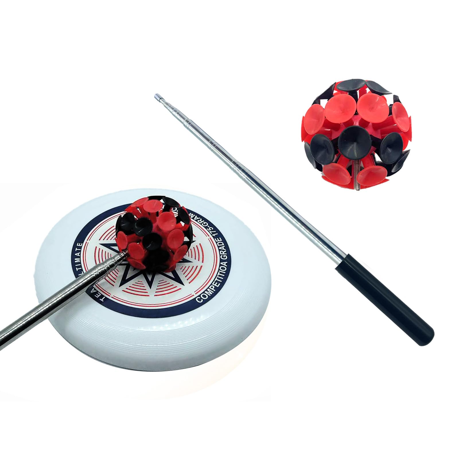 Disc Golf Retriever?16 Ft Disc Retriever Disc Golf?Extendable Disc Golf Retriever Pole with Suction Cup to Retrieve Discs in Water, Trees, Rocks, Bushes
