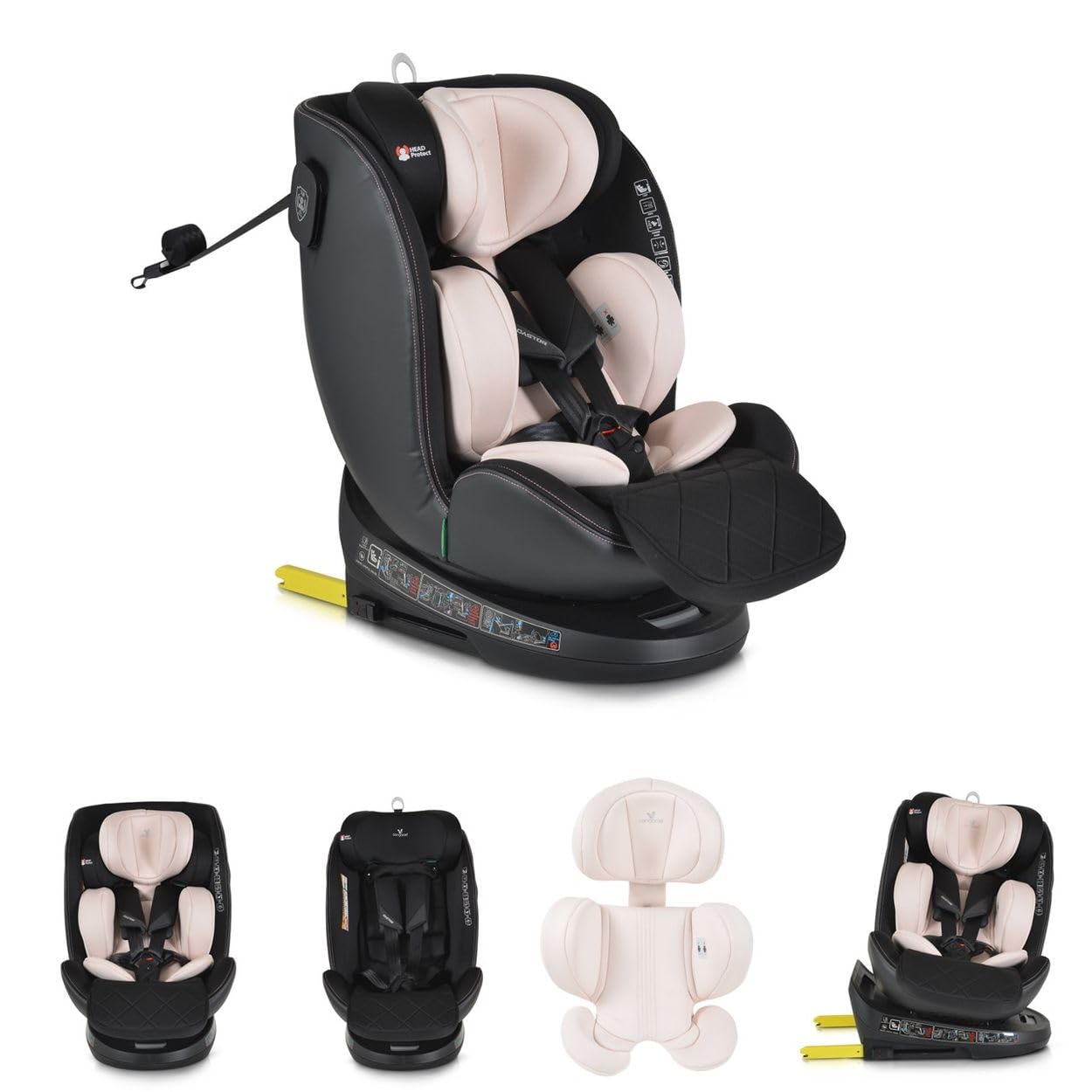 Cangaroo seggiolino per bambini i-Size Castor (40-150cm) gruppo 0/1/2/3 Isofix, colorazione:beige/rosa