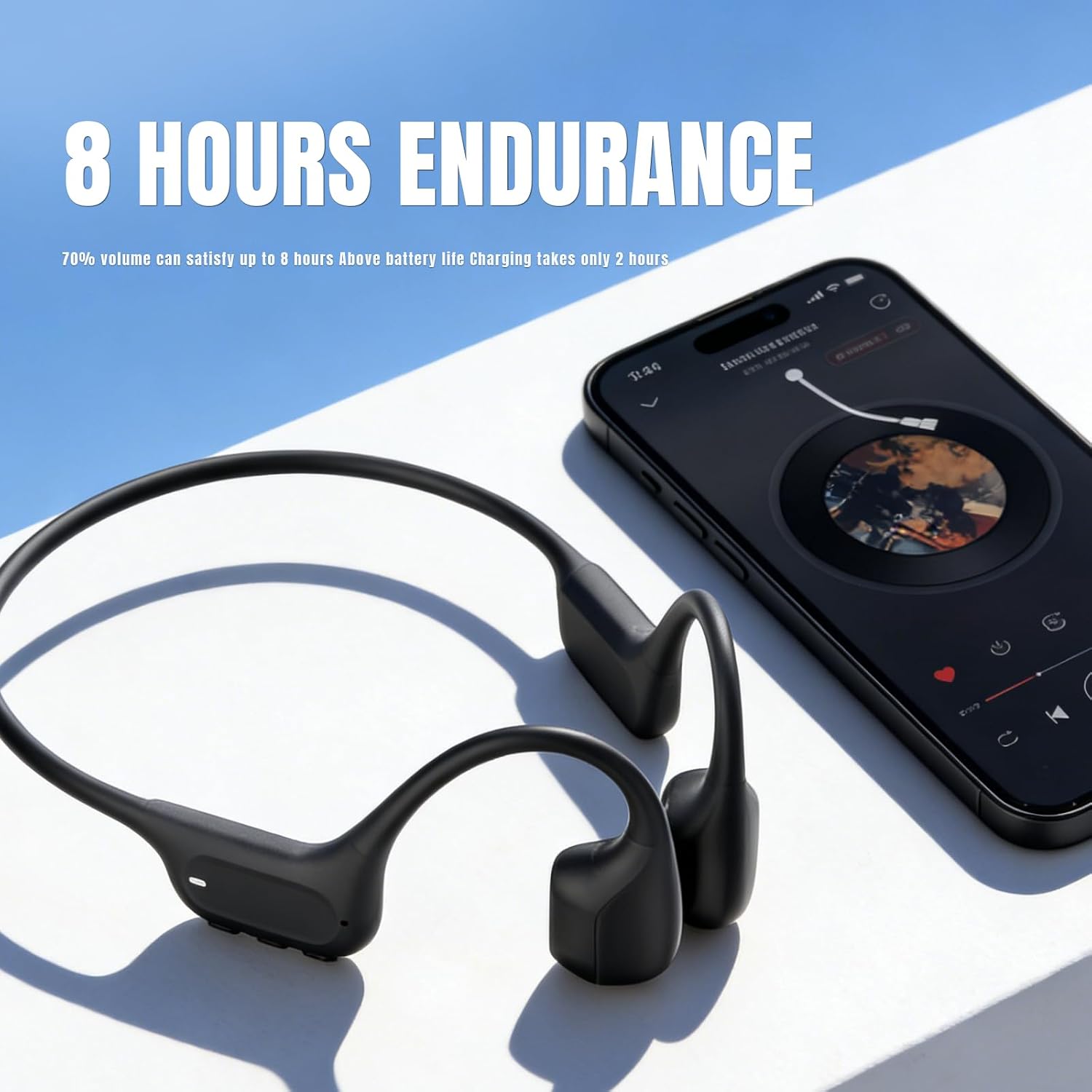 Bone Conduction Headphones Open Ear Bluetooth 6.0 Wireless Sports Headphones with 32GB MP3 Player, IP68 Waterproof Sweat Resistant Workout Headphones, Lightweight Fit for Running Cycling Gym, Black