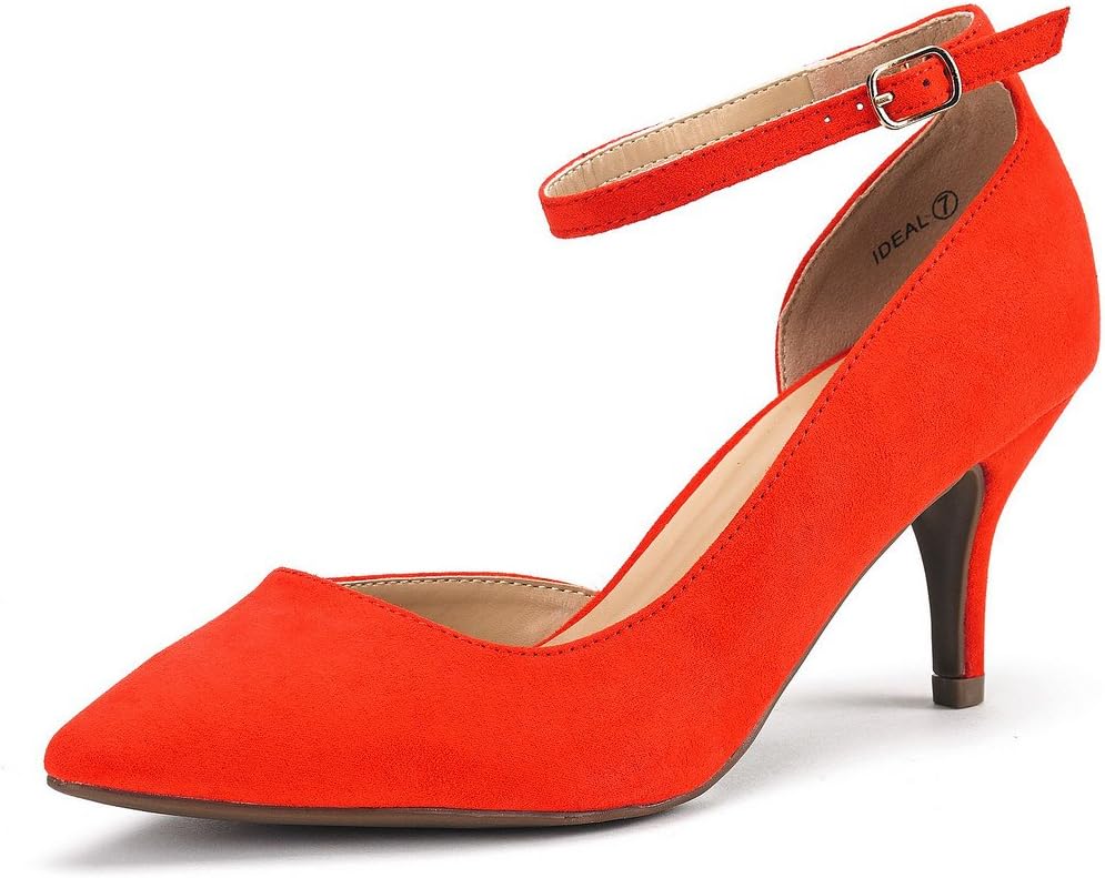 DREAM PAIRS Women's Ideal Red Suede Low Heel Dress Pump Shoes - 5 M US