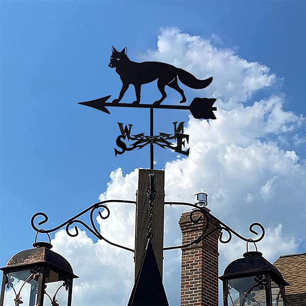 Tiere Outdoor Metallfahne Edelstahl Windfahne Fuchs Windspiel Windfahne Richtung Windgeschwindigkeit Richtungsanzeige für Gartendekorationen