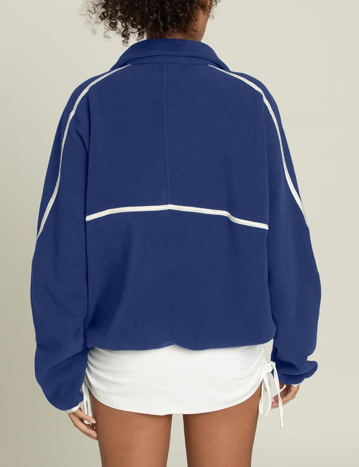 Yimoon Women's Oversized Sweatshirt Quarter Zip Fleece Pullover Casual Long Sleeve Loose Fall Fuzzy Tops Jacket Pockets - Image 3